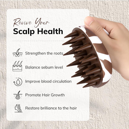 Sndyi Cow Print Scalp Massager Hair Growth, Cow Hair Scalp Scrubber with Scalp-Friendly Silicone Bristles, Scalp Exfoliator/Shampoo Brush, Perfect for Hair Treatment & Scalp Care, Cute Cow Print Stuff