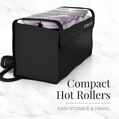 Remington Compact Ceramic Dual Voltage Hot Rollers for Long and Short Hair, Hair Setters, Hair Curlers, 1-1 ¼" Purple/Black, 10 Piece Set