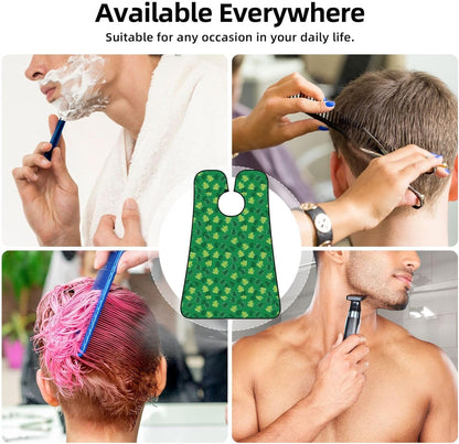Beard Grooming Cape, Waterproof Hair Catcher for Shaving Trimming, Non-Stick Bib Apron Gifts for Dad Men, Animal Frogs Green Shave Bib