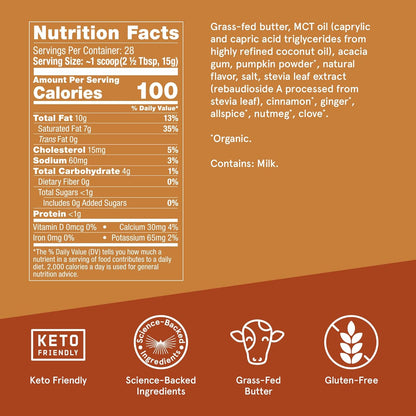 Bulletproof Pumpkin Spice Creamer, 14.8 Ounces, Keto Coffee Powder Creamer with MCT Oil and Grass-Fed Butter