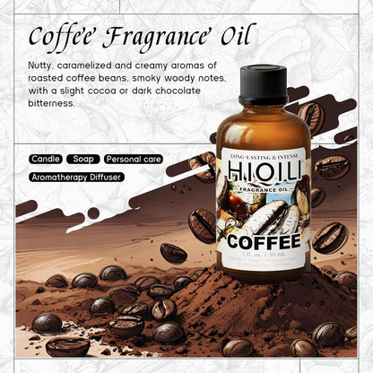 HIQILI Coffee Fragrance Oil for Scent Diffuser & Humidifier, Perfect for Candle, Soap, Perfume Making, New Car & Home - 1 Fl Oz