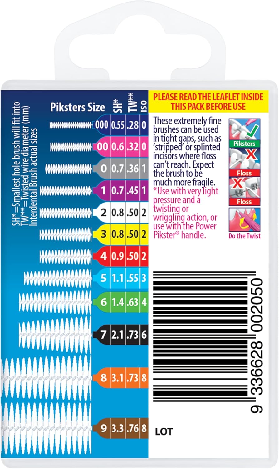 Piksters Interdental Brushes, 40 pk, Size 6, Interdental Tooth Brush for Larger Gaps, Gum Soft Bristles for Plaque Removal, Safe for Braces
