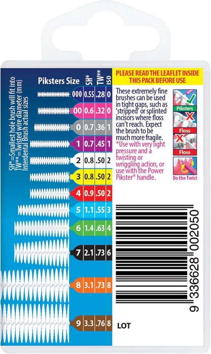 Piksters Interdental Brushes, 40 pk, Size 000, Interdental Tooth Brush for Extremely Tight and Fine Teeth Gaps, Gum Soft Bristles for Plaque Removal, Safe for Braces