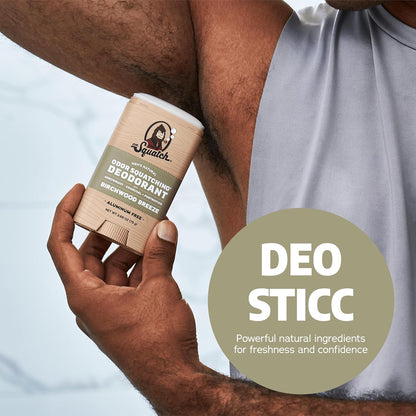 Dr. Squatch Natural Deodorant for Men - Odor-Squatching Aluminum Free - Birchwood Breeze (2.65 oz, 3-Pack)