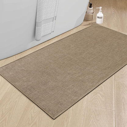 chakme Bathroom Rugs Mat 47x25, Ultra Thin Non Slip Bath Mat Large Quick Dry Absorbent Bath Mat for Bathroom Floor, (Dark Beige, 47"x25")