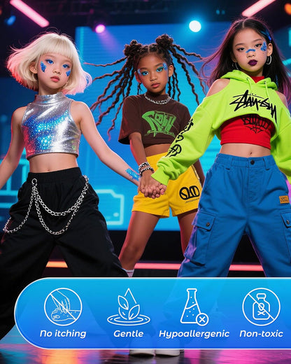 6PCS Blue Face Body Glitter Gel，Holographic Chunky Sequins Body Glitter Paint for Party Singer Concerts Music Festival Rave Accessories for Girls Women Face Body DIY Sparkling Makeup