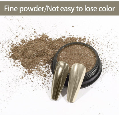 Artdone Chrome Nail Powder, Pale Gold Iridescent Aurora Powder Metallic Mirror Effect Pigment Pearlescent Mermaid Pigment Pearl Glitter Dust Kit, Nail Art Decoration, Resin Craft