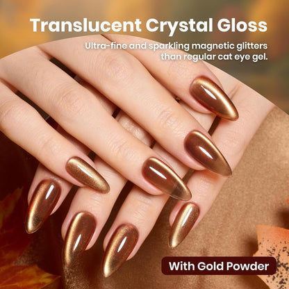 beetles Gel Polish Golden Mirage Cat Eye Gel Nail Polish Set - 6 Colors Pink Red Brown Green Blue Glitter Fall Gel Nail Kit, Magnetic Shine Soak Off UV Gel for Salon DIY Manicure Gift for Women