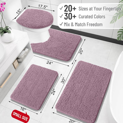 OLANLY Bathroom Rugs 24x16, Extra Soft Absorbent Chenille Bath Rugs, Rubber Backing Quick Dry, Machine Washable Bath Mats for Bathroom Floor, Tub and Shower, Home Decor Accessories, Deep Plum