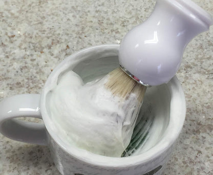 Old Spice Shaving Soap, thick lather, wonderful scent. Just like dad and grandpa used.