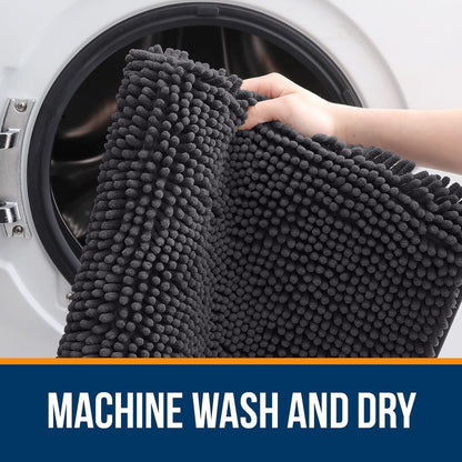 OLANLY Bathroom Rugs 59x35, Extra Soft Absorbent Chenille Bath Rugs, Rubber Backing Quick Dry, Machine Washable Bath Mats for Bathroom Floor, Tub and Shower, Home Decor Accessories, Dark Grey