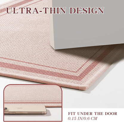 chakme Bathroom Rugs Mat 32x17, Ultra Thin Non Slip Bath Mat Quick Dry Absorbent Bath Mat for Bathroom Floor, (Light Pink, 32"x17")