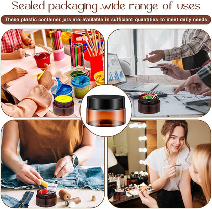 SATINIOR 100 Pcs Plastic Jars with Lids Small Containers Lids Wide Mouth Small Plastic Containers for Lotion Cream Rhinestones Body Butters Travel Storage(1 oz,Amber)