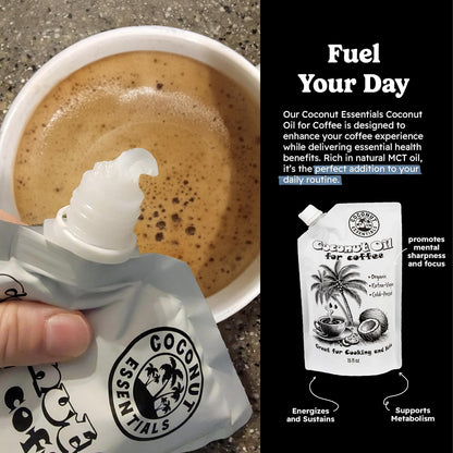 Coconut Essentials - Organic Coconut Oil for Coffee, Cold-Pressed, MCT Oil for Weight Loss, Brain & Digestive Health, Keto-Friendly, Natural Slim, 1 Pouch, 15 fl oz