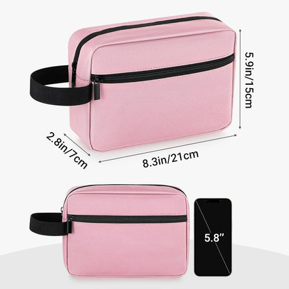 Elviros Travel Toiletry Bag for Women and Men, Lightweight Makeup Bag Hanging Dopp Kit with Compartment Cosmetic Organizer Small Tool Bag Travel Essentials, Pink