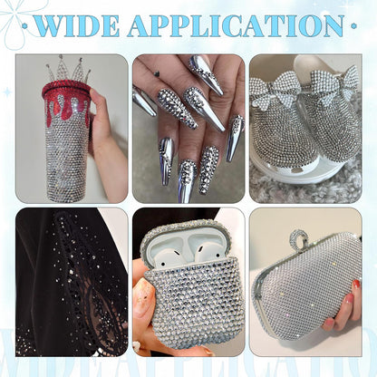 6000Pcs Resin Rhinestones for Bedazzling with 3Pcs B7000 Jewelry Glue, 1 Box Silver Flatback Rhinestones for Crafting Crafts DIY, Crystals Gems for Clothing Shoes Tumblers Nail Art Makeup