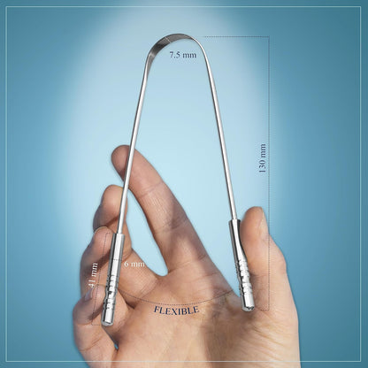 MasterMedi Tongue Cleaner Tongue Scraper Surgical Grade Stainless Steel Tongue Brush Dental Kit Professional Eliminate Bad Breath With Non-synthetic Grip (Family Pack (4 pcs)