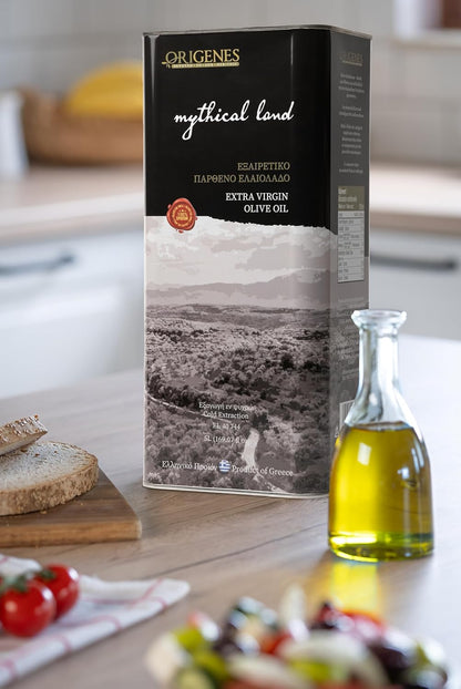 Extra Virgin Olive Oil Tin, Great Taste Cold Pressed, Polyphenol Rich EVOO, KORONEIKI Olive Oil Extra Virgin, EVOO from the Land of Sparta 5lt Tin