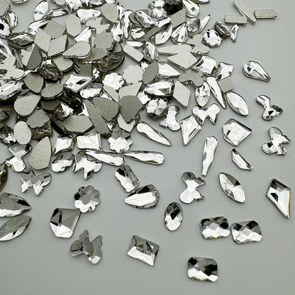 18 Types of 900 Special-Shaped Diamonds + 3200 Flat-Bottomed Nail Rhinestones, Clear Nail Crystal Gems Stone DIY Crafts for Shoes, Clothes, Jewels