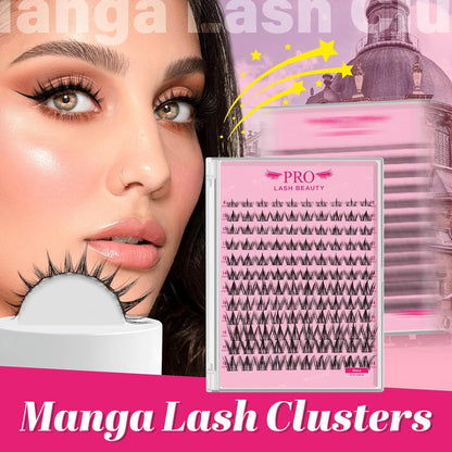 PRO LASHBEAUTY Manga Lash Clusters, Eyelash Clusters 8-18 Mixed Cluster Eyelash Extensions Mixed Lash Extension Reusable Soft & Comfortable (Nova,8-18mix)