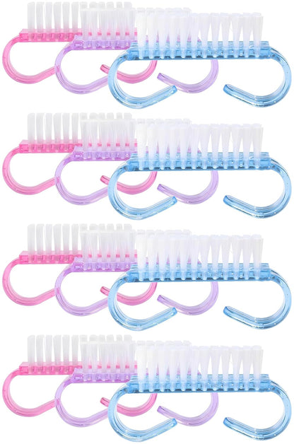 12-Pack Handle Grip Nail Brush(assorted color), Fingernail Scrub Cleaning Brushes for Toes and Nails Cleaner, Pedicure Brushes for Men and Women