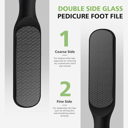 BALUCA Hard Skin Remover Nano Glass Foot File - Foot Callus Remover, Durable Foot Scrubber, Dead Skin Remover, Hygienic Pedicure Tool, Long Lasting Foot Buffer, Soft Smooth Feet, Black