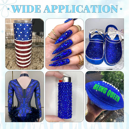 6000Pcs Resin Rhinestones for Bedazzling with 3Pcs B7000 Jewelry Glue, 1 Box Royal Blue Flatback Rhinestones for Crafting Crafts DIY, Crystals Gems for Clothing Shoes Tumblers Nail Art Makeup