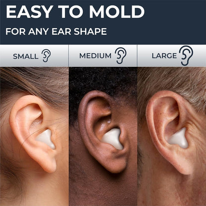 PQ Wax Ear Plugs for Sleeping, Swimming - 50 Noise Cancelling Silicone Gel Wax Earplugs, Ear Protection for Sleep and Swim, Soft Wax Pillows with Sound Blocking Level 32Db, (50 Pillows), Color: White