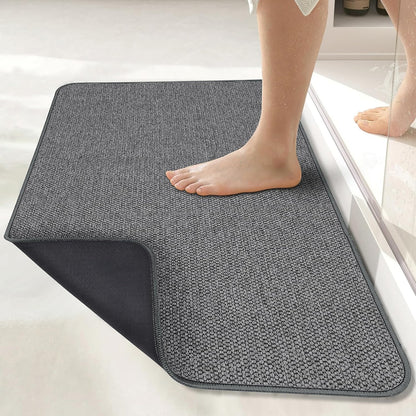 Bath Mat,Ultra Thin Bathroom Rugs,Rubber Bath Mats for Bathroom,No Slip Bath Rug,Quick Dry,Machine Washable,Low Pile,Absorbent,Shower Outside,Sink,Home Decor Accessories.Dark Grey,1'5"x2'3"(17x27inch)