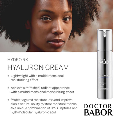 DOCTOR BABOR HydroRX Hyaluron Cream, Lightweight Hyaluronic Acid Face Moisturizer for Dry Skin, Prevents Moisture Loss and Reduces Dryness Lines, Fragrance Free
