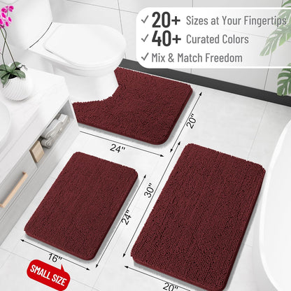 OLANLY Bathroom Rugs 24x16, Extra Soft Absorbent Chenille Bath Rugs, Rubber Backing Quick Dry, Machine Washable Bath Mats for Bathroom Floor, Tub and Shower, Home Decor Accessories, Andorra Red-Brown