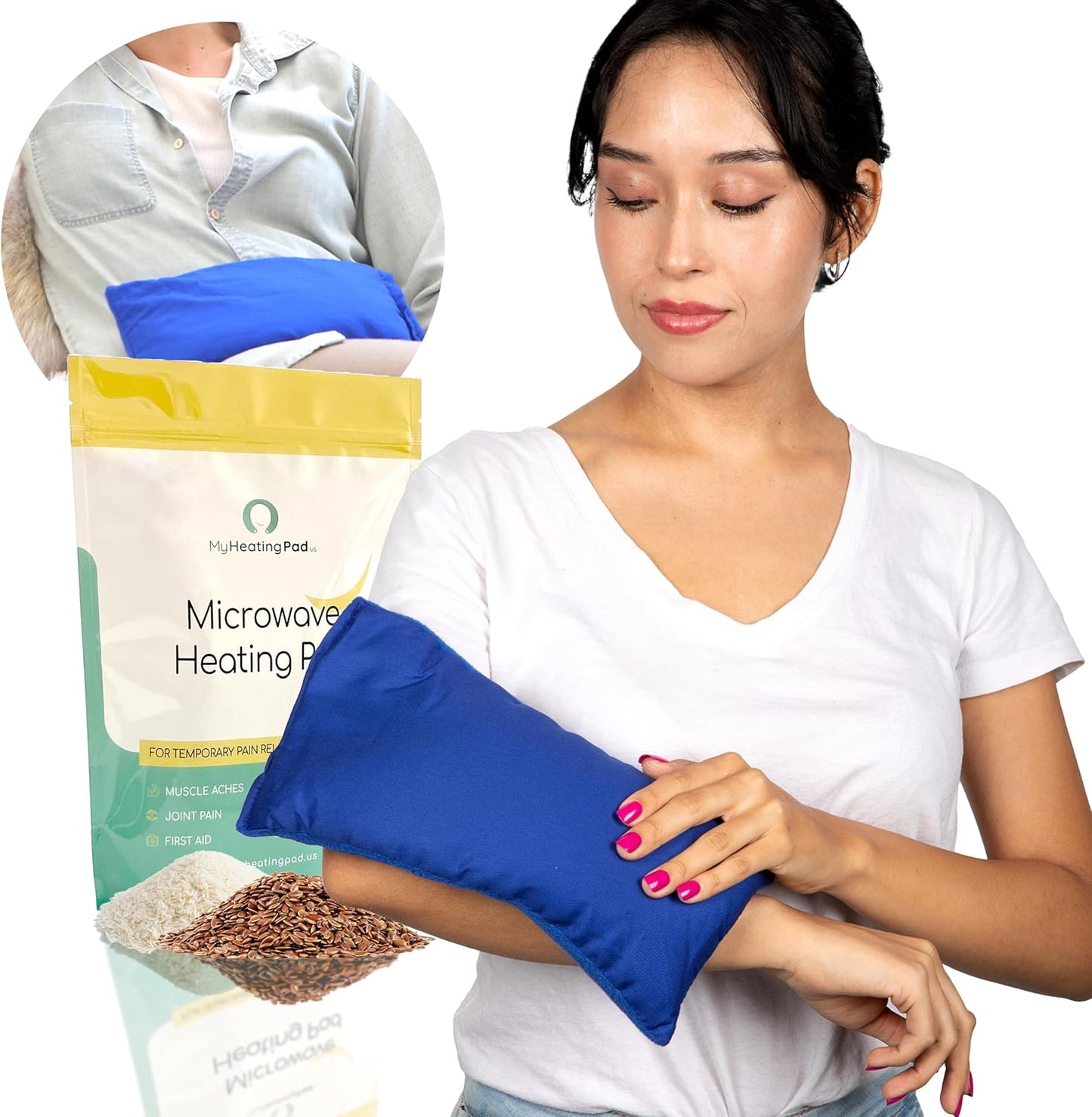 My Heating Pad Microwave Heating Pad - Moist Microwavable Heating Pads for Joints and Muscles Relief - Microwave Hot Pack Heat Pad for Cramps - Chilled or Heated Pad Therapy - Blue - Lavender Scent