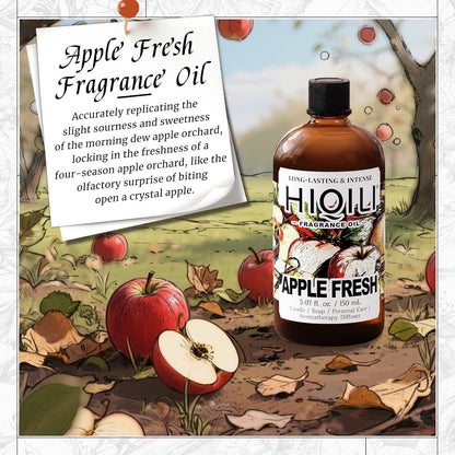 HIQILI Apple Fresh Fragrance Oil for Home Diffuser, Candles, Soaps, Bath Bombs & Perfume Making, Long-Lasting Fruity Scent - 5.07 Fl Oz