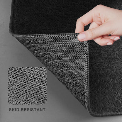 Bath Mat-Non-Slip Bathroom Floor Mats-Absorbent Quick Dry Low Pile Bathroom Rugs Fit Under Door-Bath Rug for Sink,Bathtub,Shower Room,24"×36",Black