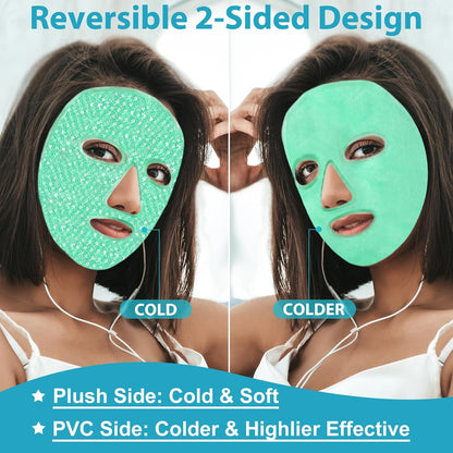 BeeVines Ice Face Mask, Cooling Gel Pack for Puffy Eyes, Cold & Hot Reusable Compress, Frozen Eye Packs Masks for Women for Dark Circles, Puffiness, Allergies & Headaches (Green)