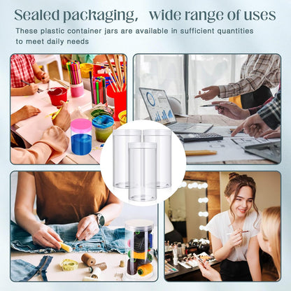 Patelai 4 Pieces Round Wide-mouth Leak Proof Plastic Container Jars with Lids for Travel Storage Makeup Beauty Products Face Creams Oils Salves Ointments DIY Making(32 Ounce,Clear)