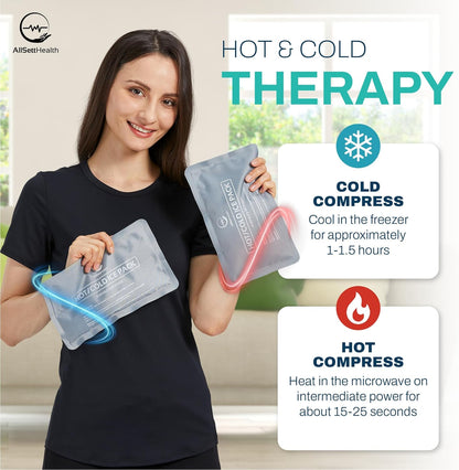 Reusable Ice Packs for Injuries - (10" x 6") Soft Ice Pack with 1 Sided Velvet Soft Fleece Fabric, Flexible Hot and Cold Gel Ice Pack Set, Grey, Pack of 2