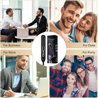 VOVO Beard Straightener Comb Upgrade Professional 2 in 1 Men's Beard Straightening Heated Hair Straightening Brush Portable Anti-Burn 6 Temperature Adjustable with LED Display for Home and Travel
