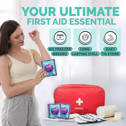 Disposable Instant Ice Cold Packs (6” x 5”) Bulk 50 Pack | Cold Compress Ice Pack for Pain Relief, First Aid & Outdoor