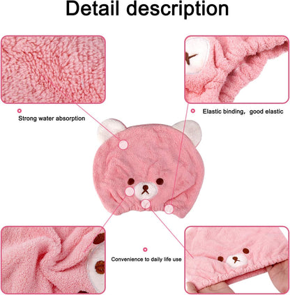 Lamoutor 3Pcs Hair Drying Towel for Kids Girls Soft Absorbent Kids Dry Hair Cap Kids Hair Towel Wrap Head Towel Wraps for Kids