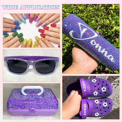 30000Pcs Resin Dark Purple AB Rhinestones for Bedazzling Crafting with b7000 Jewelry Glue, Bulk Flatback Gems Bedazzler Kit for Crafts Clothes Shoes Fabric Nail Diamond Art, Assorted Size 2/3/4/5/6mm