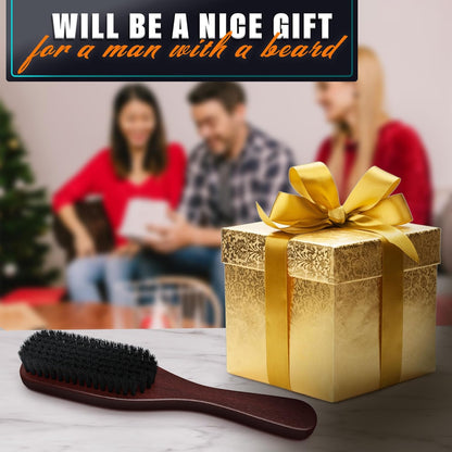 Soft Beard Brush for Men – Soft Boar Bristle Beard Brush with Handle, 9" Wooden Design for Beards, Mustaches & Slick Back Hair – Comfortable Grip, Styling Control, for Daily Grooming & Barbershop Use