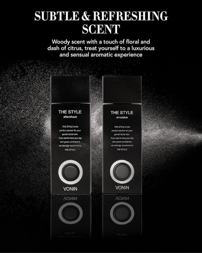 (The Style Aftershave Set, 11.5fl oz) - Men's Skincare Kit for Smooth Skin CoQ10, Cypress, AHA | Korean Skincare