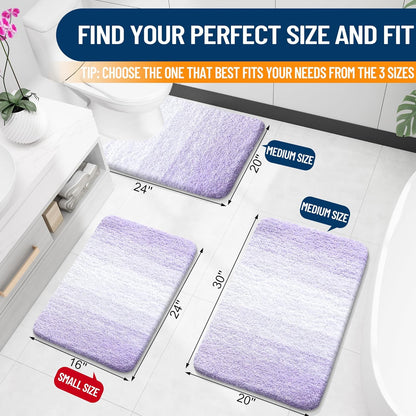 OLANLY Bathroom Rugs Mat 30x20, Extra Soft Absorbent Microfiber Bath Rugs, Rubber Backing, Quick Dry, Machine Washable Bath Mat for Bathroom Floor, Tub and Shower, Home Decor Accessories, Light Purple