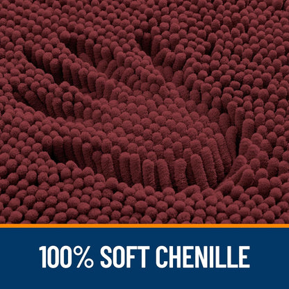 OLANLY Bathroom Rugs 44x24, Extra Soft Absorbent Chenille Bath Rugs, Rubber Backing Quick Dry, Machine Washable Bath Mats for Bathroom Floor, Tub and Shower, Home Decor Accessories, Andorra Red-Brown