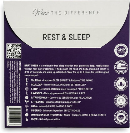 Drift Film Patches - Topical Sleep Patches for Rest & Relaxation - Patch with Valerian, GABA, and Lavender - Deep Natural Sleep - Long-Lasting Effect - 4 Pack