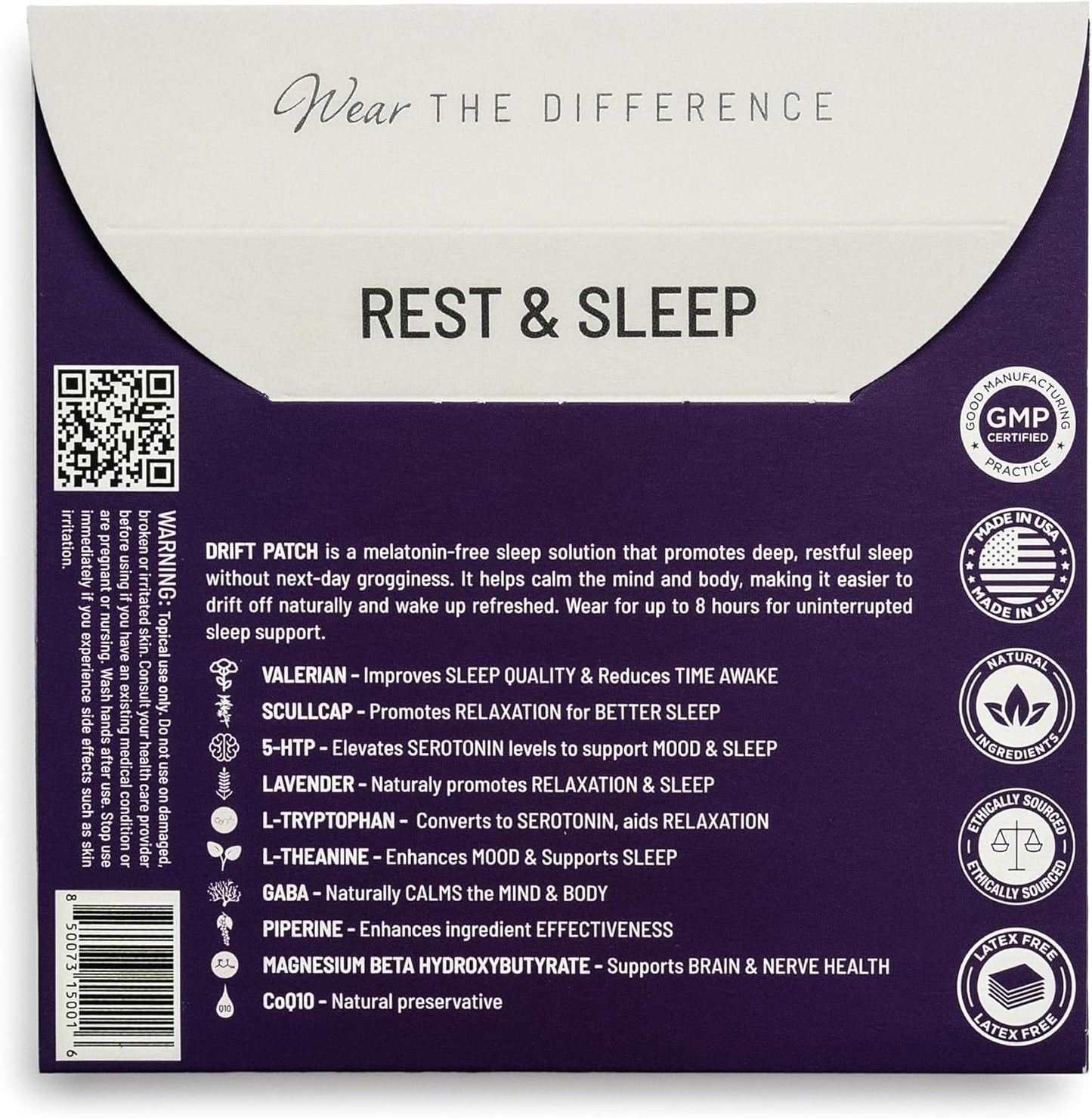 Drift Film Patches - Topical Sleep Patches for Rest & Relaxation - Patch with Valerian, GABA, and Lavender - Deep Natural Sleep - Long-Lasting Effect - 32 Pack