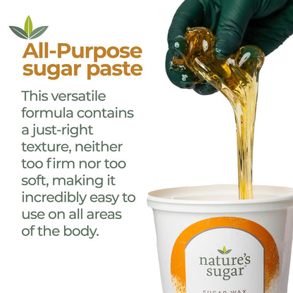 Nature’s Sugar - All-Purpose Sugaring Paste for Legs, Back, Arms, Chest - Beginner-Friendly Sugar Wax Hair Removal for All Skin Types - Vegan and Cruelty-Free 32oz - 2 Pack