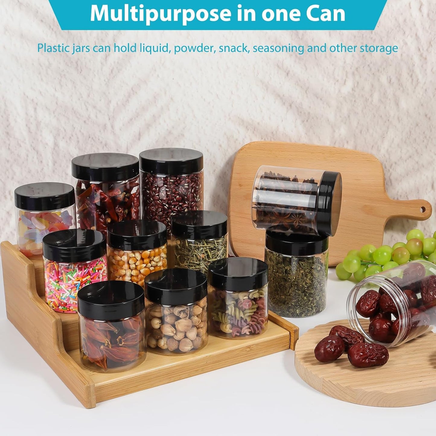 4 oz Clear Plastic Round Jars with Black Lids, 50pcs 4oz 120ml Leak-Proof Wide-Mouth Cosmetic Storage Containers for Kitchen Use, Beauty Products, Cream, Scrubs, Bath Salt and More