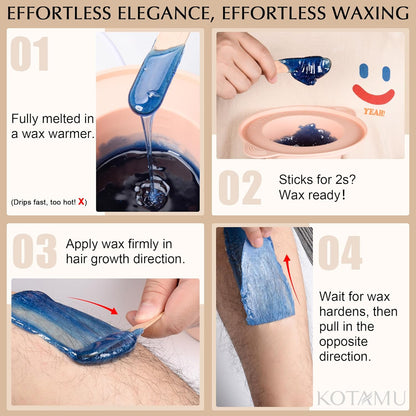 KOTAMU Waxing Kit for Women & Men, Wax Warmer for Hair Removal, Digital Wax Kit with SiliconePot，Ideal for Face Eyebrow Arm Legs Armpit &Sensitive Skin, Purple Waxing Machine With 44 Accessories